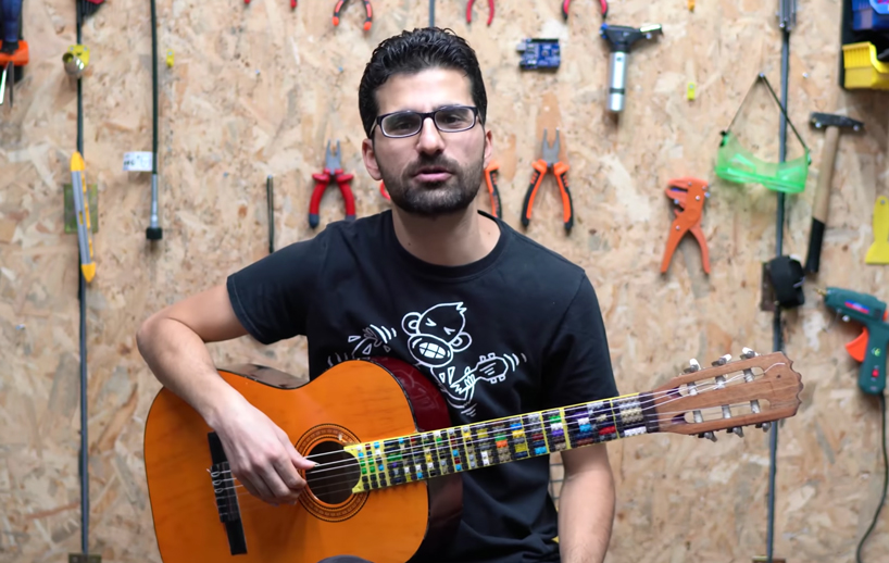 LEGO guitar built by musician features playable colorful brick
