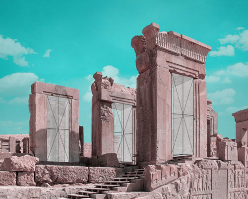 mohammad hassan forouzanfar adds contemporary frames to ancient iranian ruins