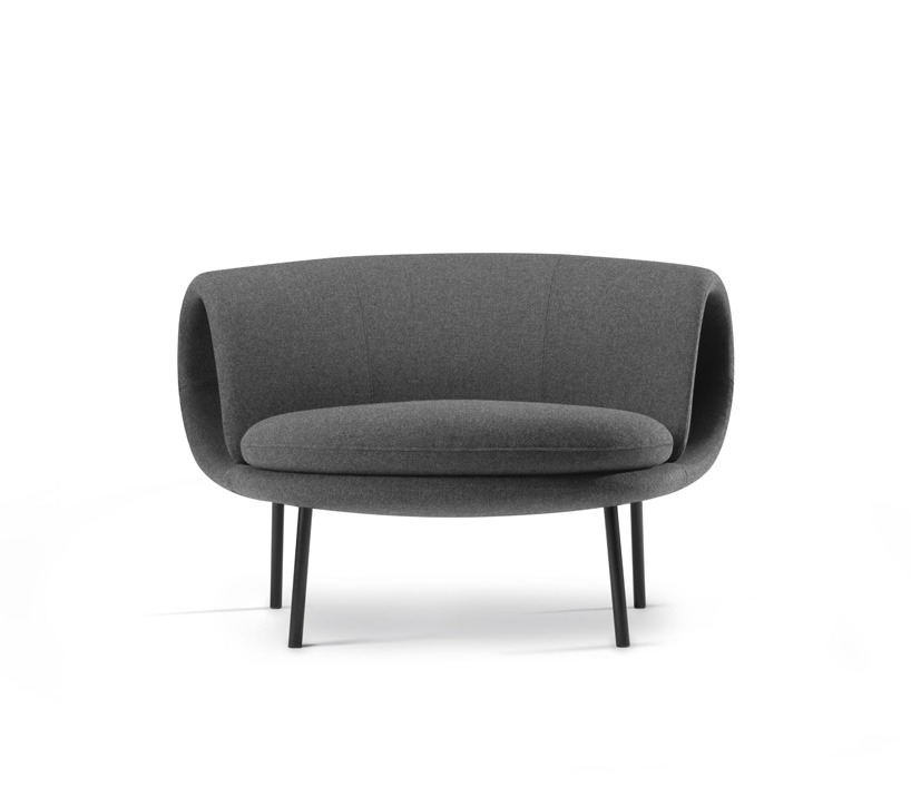 jin kuramoto's 'maki' chair for OFFECCT features a curved hollow backrest