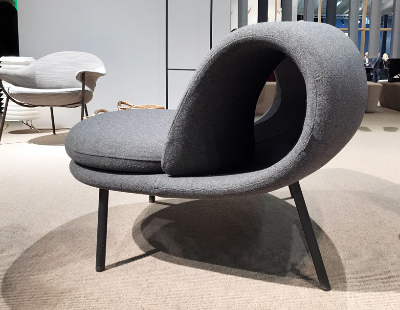 jin kuramoto's 'maki' chair for OFFECCT features a curved hollow backrest