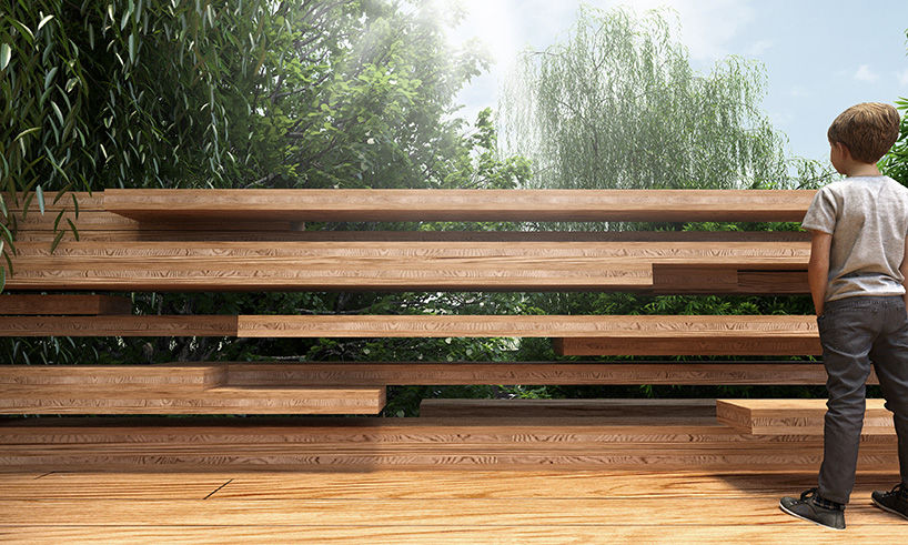 paul cocksedge's exploded view bridge in cape town to use evasive eucalyptus tree wood