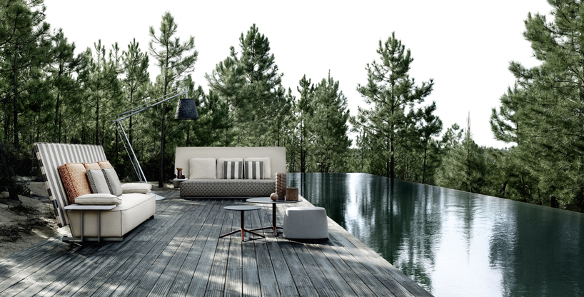 philippe starck's outdoor collection for B&B italia features large canvas-style backrests