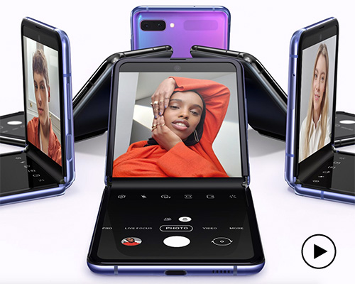 samsung releases new foldable flip phone with bending glass display