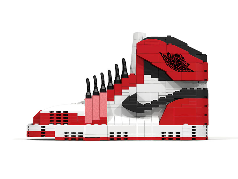 his LEGO sneaker sculptures