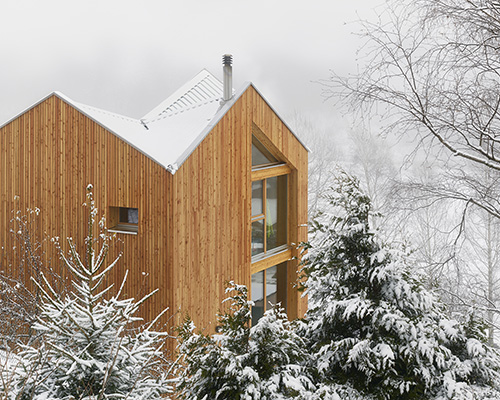 timber clads interior and exterior of davide macullo architect's swisshouse XXXV