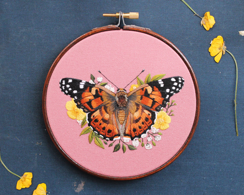 delicately embroidered butterflies and other wildlife by emillie ferris