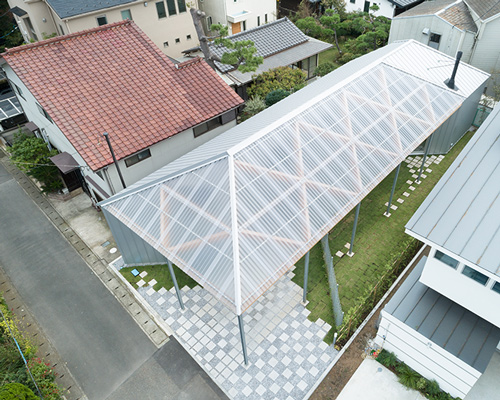 fumiko takahama designs 'giant house' in ōiso with a transparent roof canopy