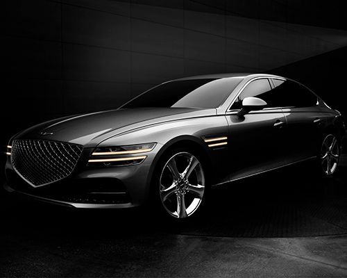 quad-lit genesis G80 debuts new athletic elegance design philosophy