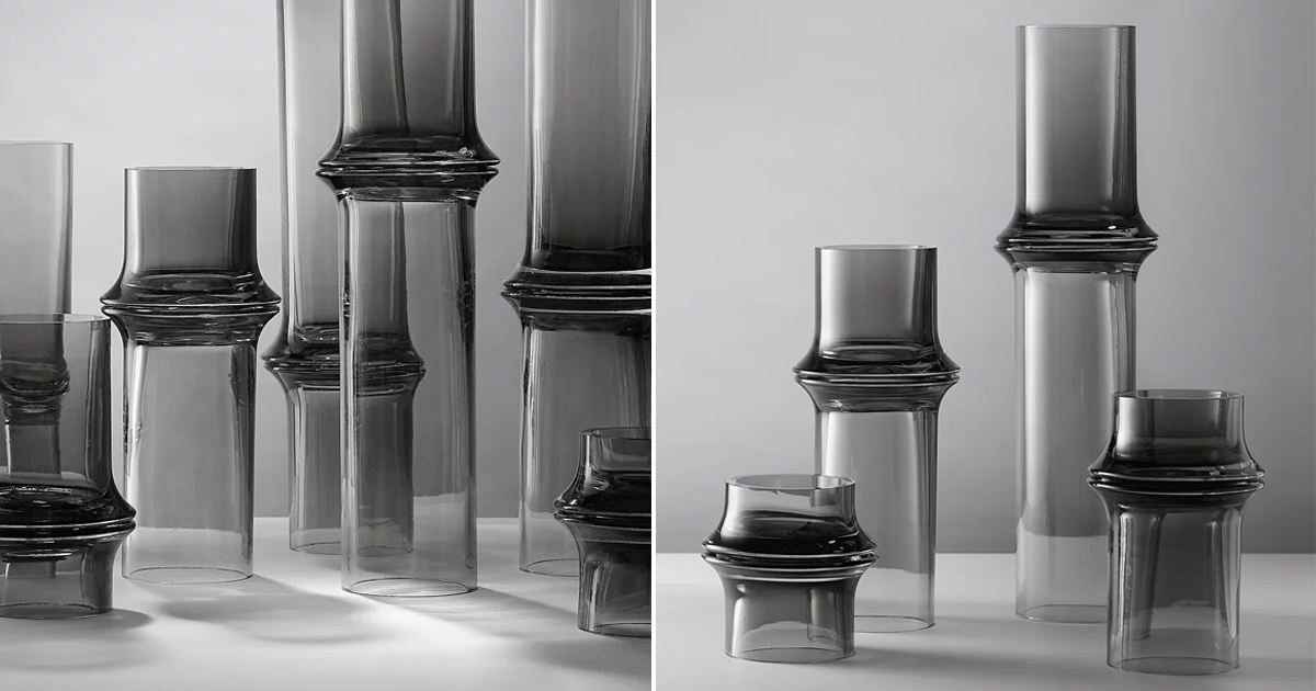 Form design idea #392: hsiang han recreates the organic form of bamboo in mozhu glassware collection