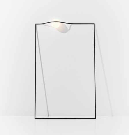 nendo combines an opalescent glass sphere with a metal structure in heco for flos