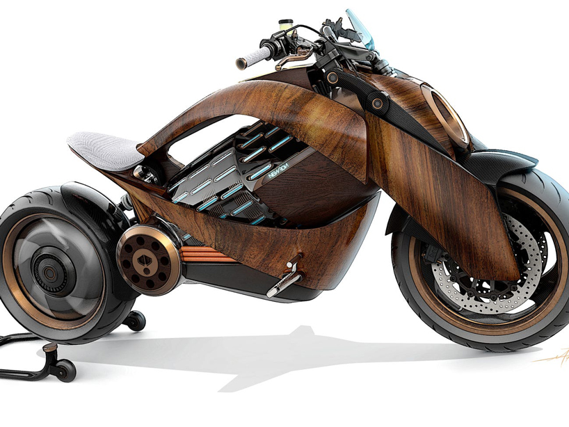 Newron's New Electric Motorcycle Is Crafted From Sleek Curved Wood