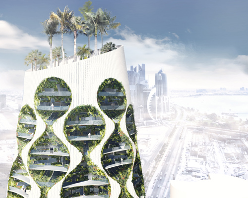 'vertical oasis' allows occupants to control their atmosphere with a mobile app