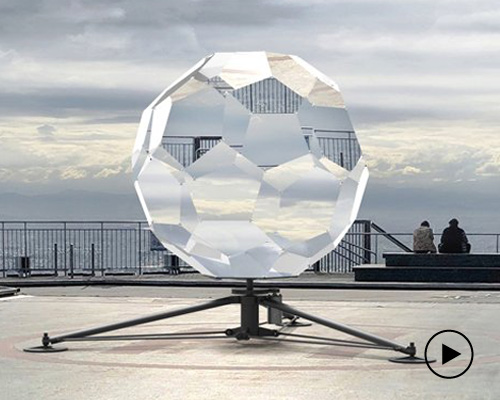 vincent leroy's geodesic 'illusion lens' installation lands on a tokyo rooftop