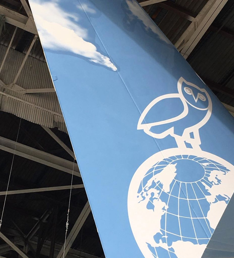virgil abloh customizes drake's boeing private jet with white clouds