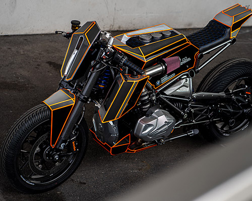 ironwood custom motorcycles lines BMW R1250 GS with flaming stripes