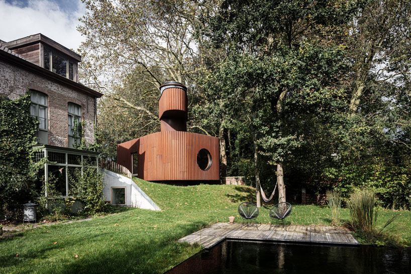 corten steel wraps a sculptural guesthouse designed by atelier vens vanbelle in belgium designboom