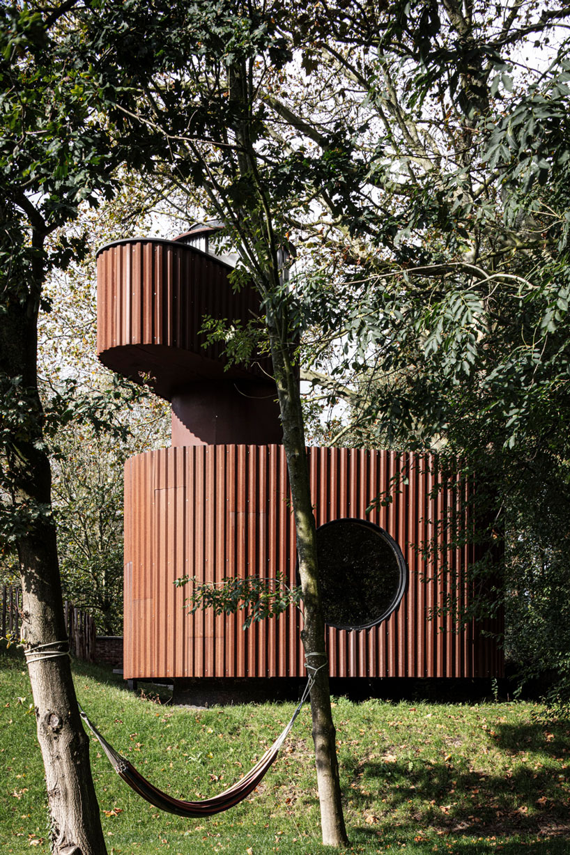 corten steel wraps a sculptural guesthouse designed by atelier vens vanbelle in belgium designboom
