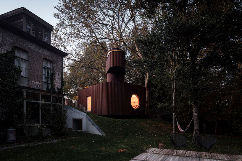 corten steel wraps a sculptural guesthouse designed by atelier vens vanbelle in belgium designboom