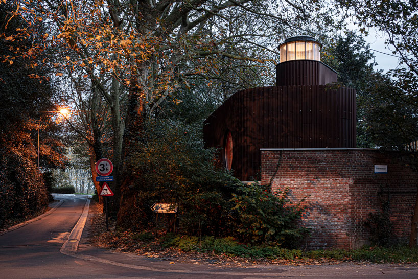 corten steel wraps a sculptural guesthouse designed by atelier vens vanbelle in belgium designboom