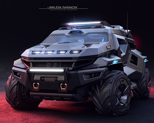 'armortruck' survival car concept combines the likeness of the cybertruck with the batmobile