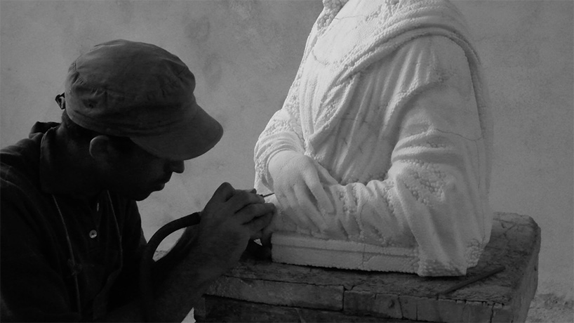 fabio viale transforms marble into polystyrene, rubber and plastics