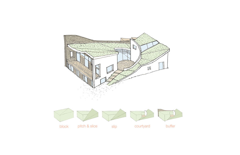 featherstone young builds a house with folding green roofs in rural england designboom