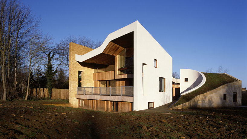 featherstone young builds a house with folding green roofs in rural england designboom