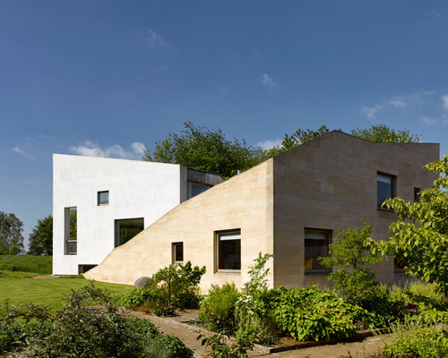 featherstone young builds a house with folding green roofs in rural england