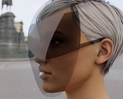 joe doucet creates practical and fashionable face shield with integrated sunglass lenses