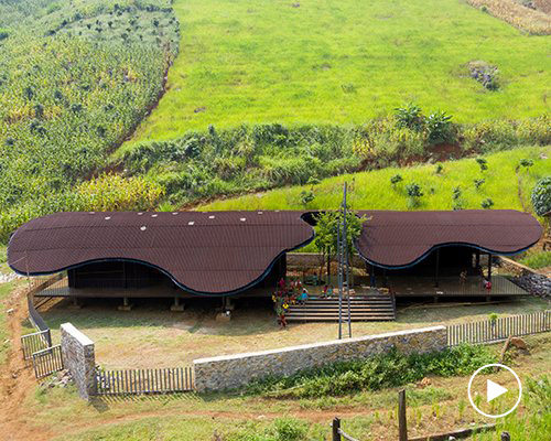a soft, undulating roof defines 'bó mon' preschool in vietnam by kientruc o