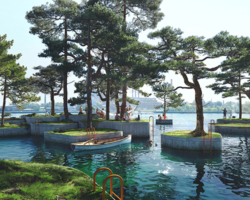 marshall blecher & studio fokstrot unveil a system of floating islands for copenhagen