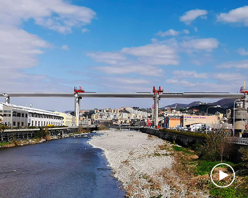 deck of renzo piano's genoa bridge completes in italy