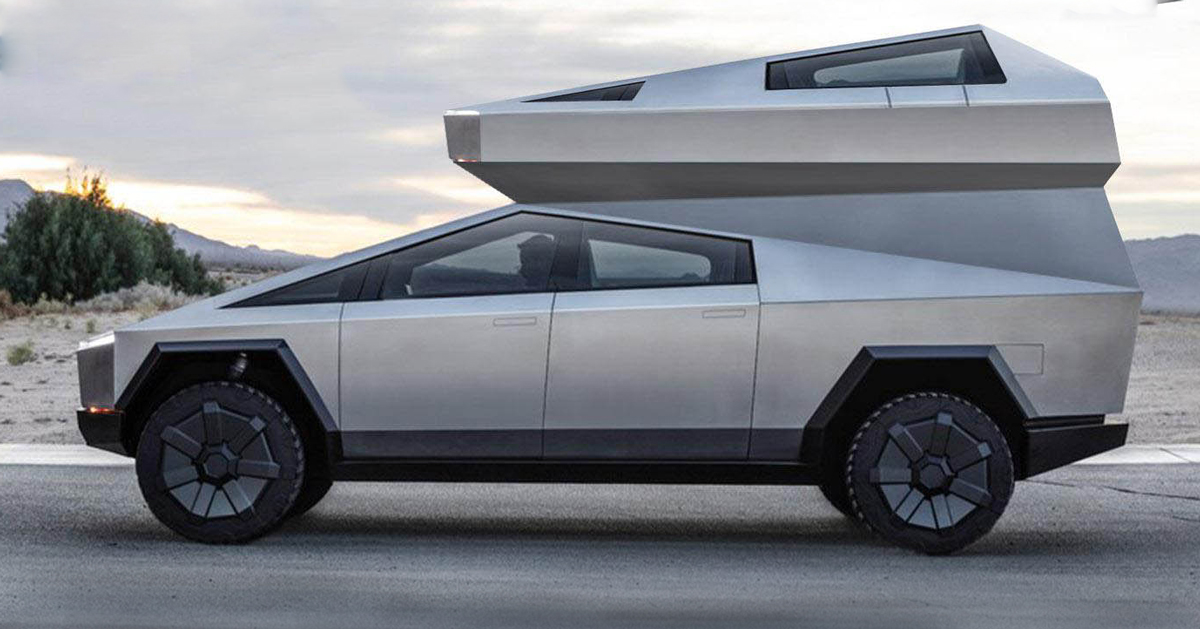 the cybertruck camper concept builds on tesla's bulletproof off-roader