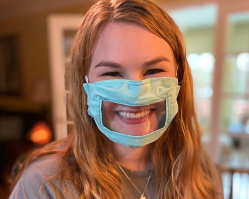 student creates transparent masks for the deaf and hard of hearing community