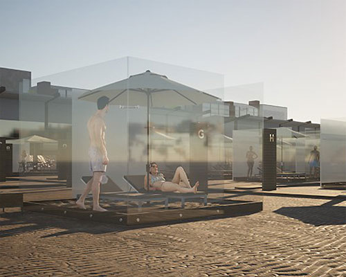 umberto menasci proposes plexiglass boxes on the beach this summer
