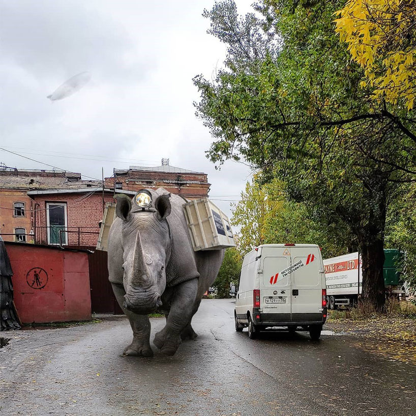 supersized animals take over the city in fantastical images by vadim solovyov designboom