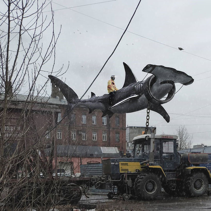 supersized animals take over the city in fantastical images by vadim solovyov designboom