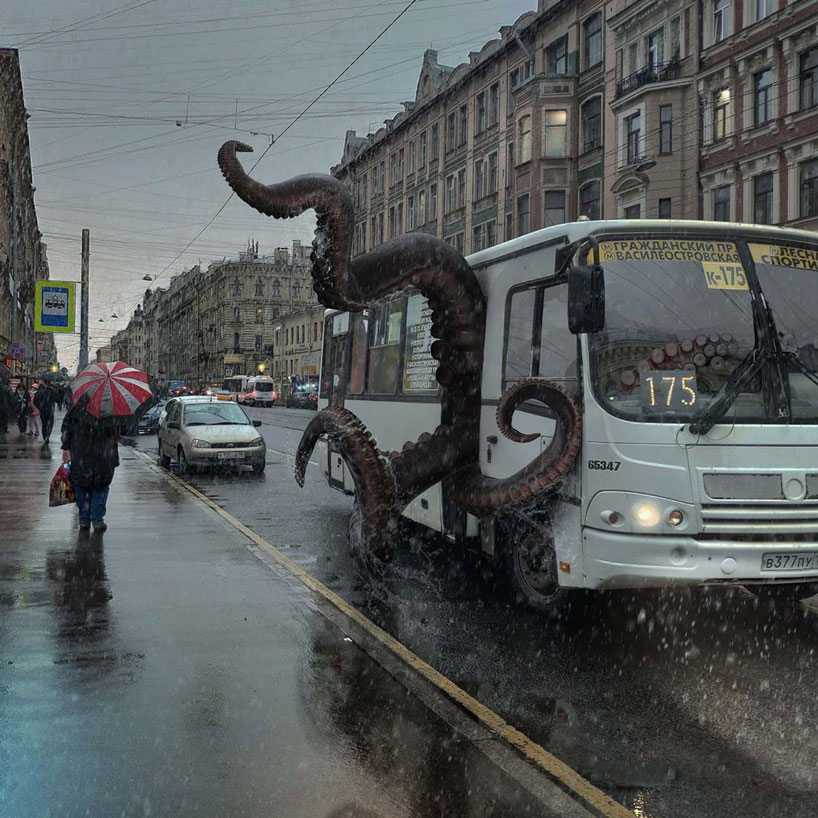 supersized animals take over the city in fantastical images by vadim solovyov designboom