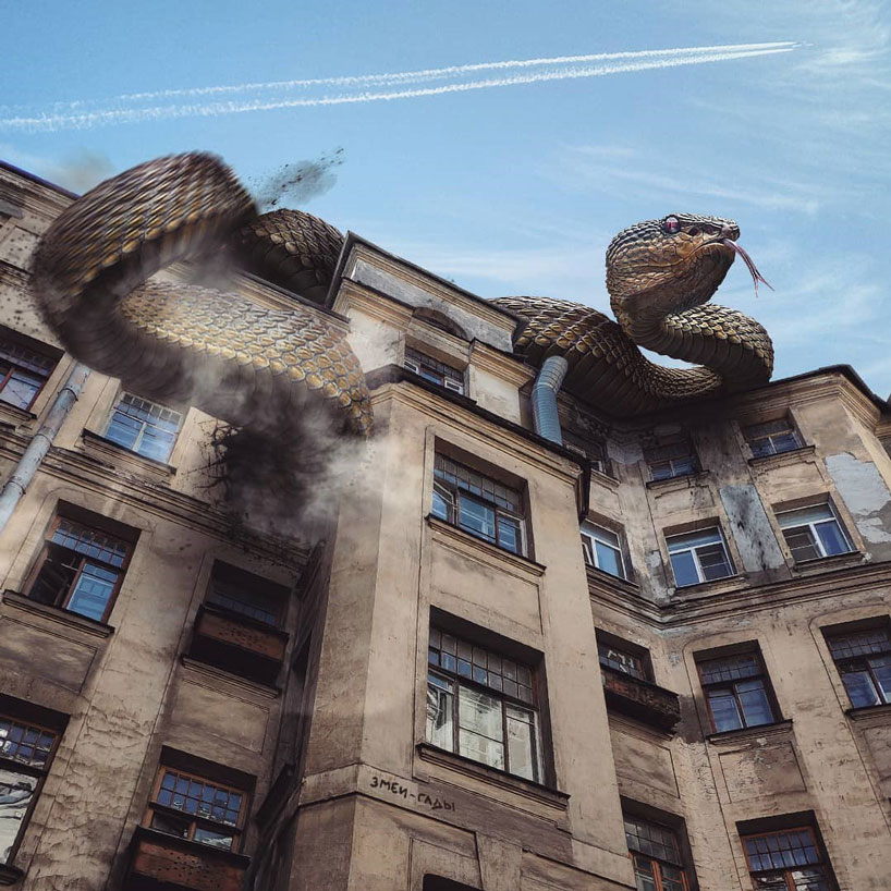 supersized animals take over the city in fantastical images by vadim solovyov designboom