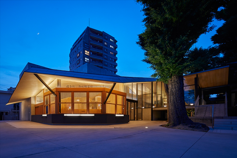 asai architects tops office building of tokyo's kameari katori shrine with folded-plate roof - 9