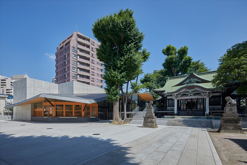 asai architects tops office building of tokyo's kameari katori shrine with folded-plate roof - 1