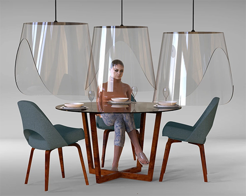 christophe gernigon's suspended shields imagine future of restaurant dining