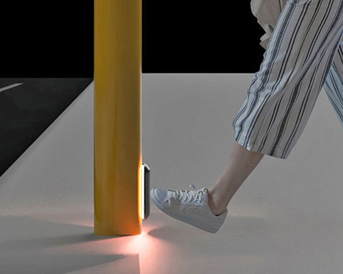 'dropkick' is a handsfree pedestrian crossing button for a post pandemic world