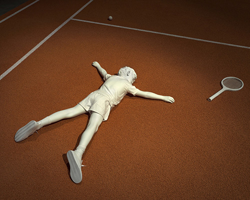 elmgreen & dragset installs tennis court inside berlin's brutalist könig galerie