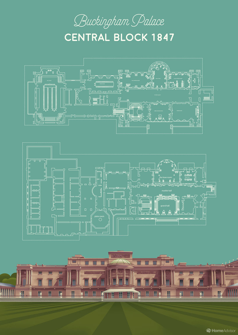 explore the interiors of buckingham palace with the most up-to-date floor plans - 2