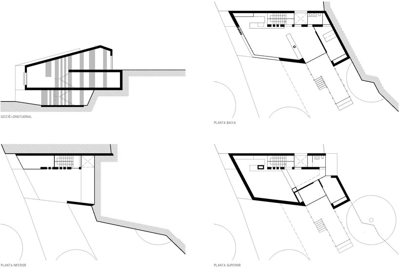 arnau estudi d'arquitectura embeds the 'forest stone' house into a sloped site in spain designboom