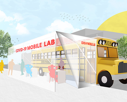 perkins and will & schmidt hammer lassen retrofit school bus into COVID-19 mobile lab