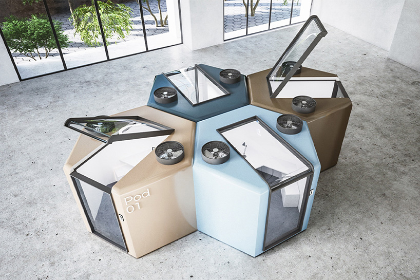 qworkntine is a health-focused office pod system for post-quarantine workplaces
