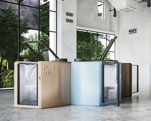 qworkntine is a health-focused office pod system for post-quarantine workplaces