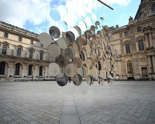 vincent leroy envisions distorting lens installation in front of the louvre